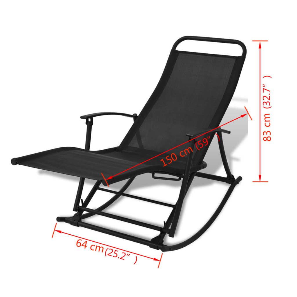 vidaXL Vrtna stolica za ljuljanje od čelika i tekstilena crna