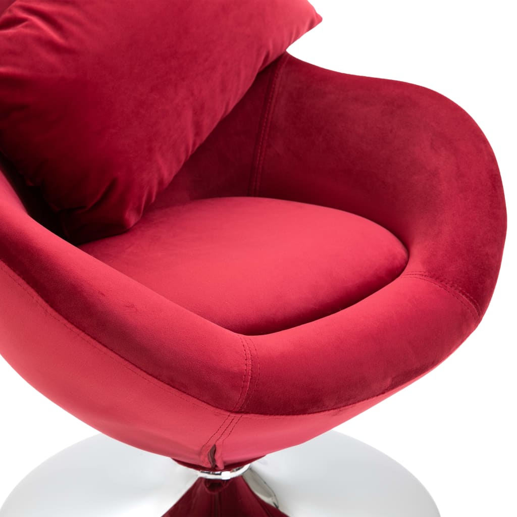 vidaXL Okretna jajolika stolica s jastukom crvena baršunasta