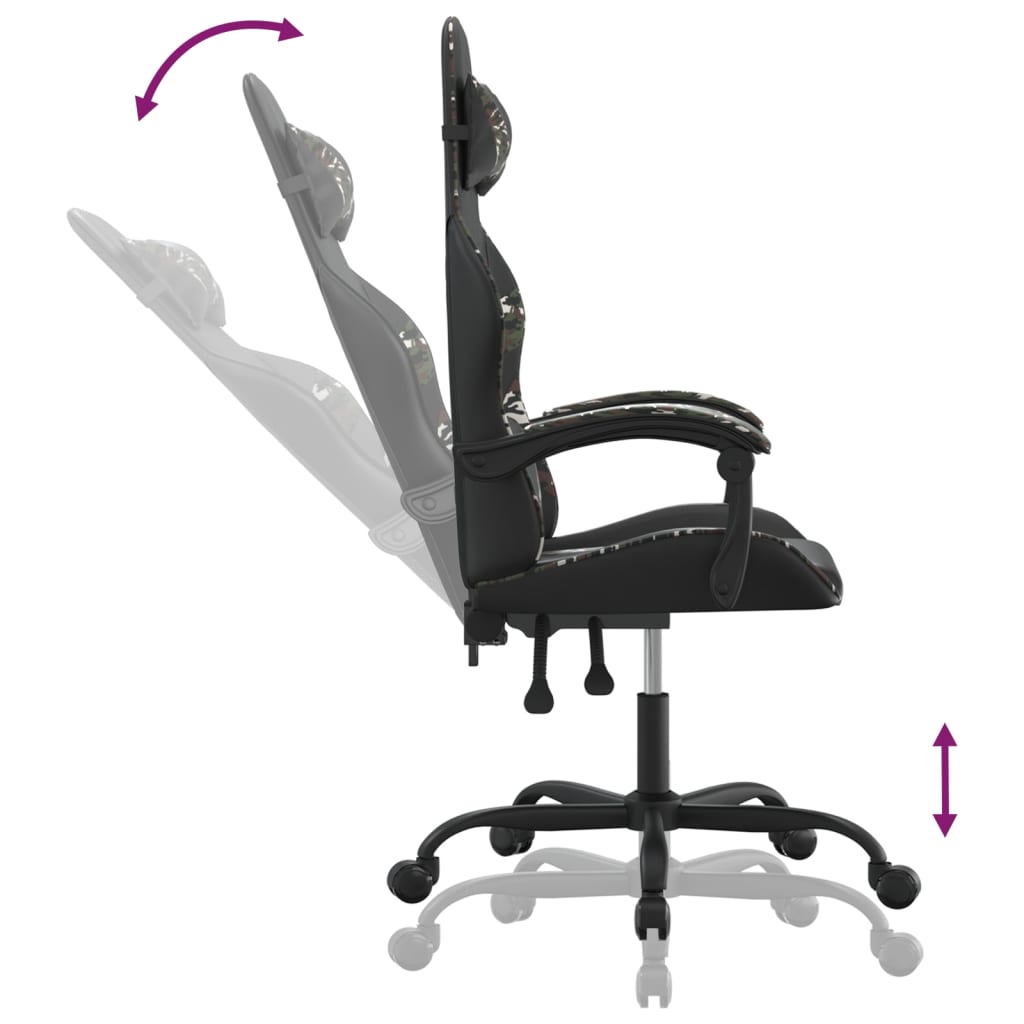 vidaXL Okretna igraća stolica crno-maskirna od umjetne kože