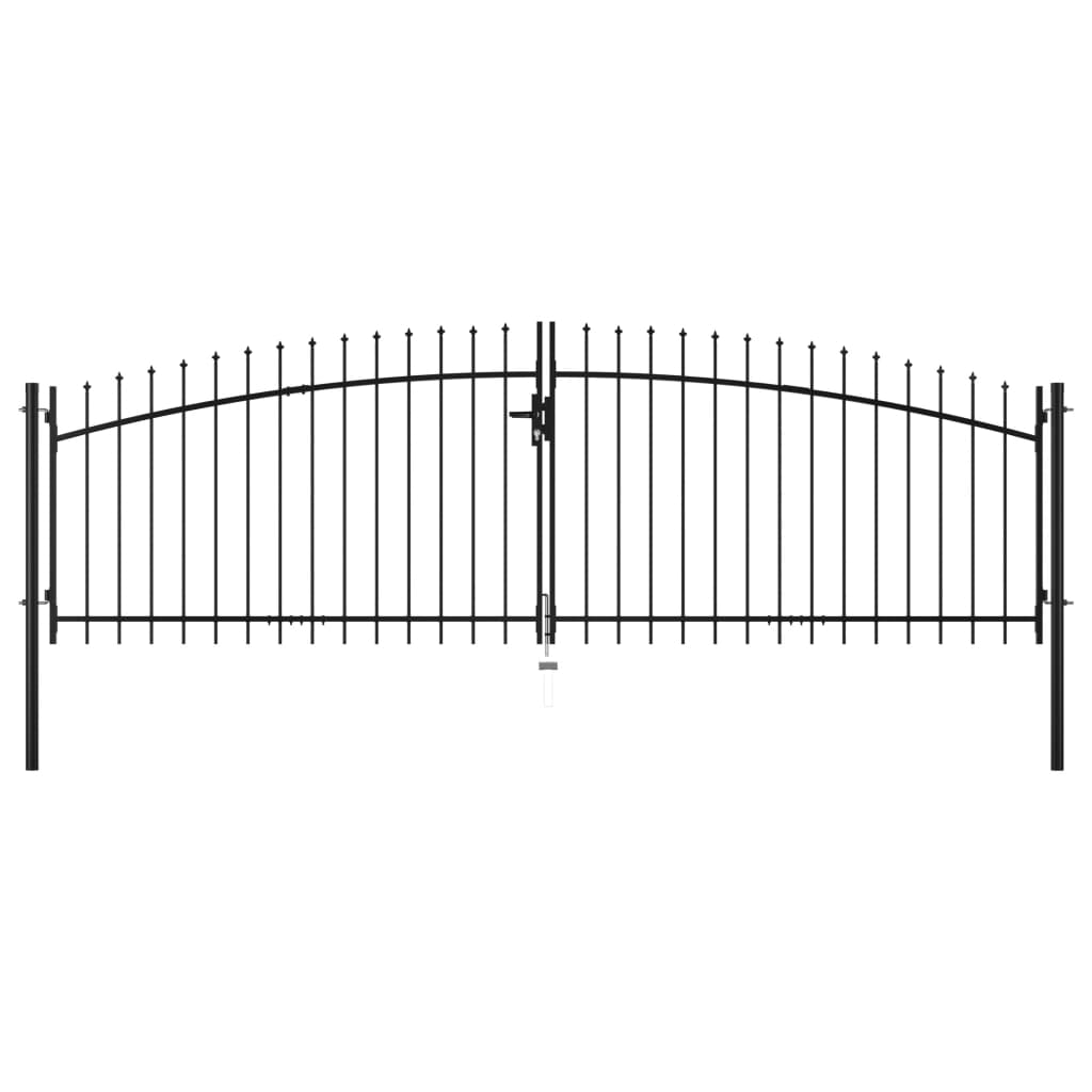 vidaXL Dvostruka vrata za ogradu s ukrasnim kopljima 400 x 150 cm