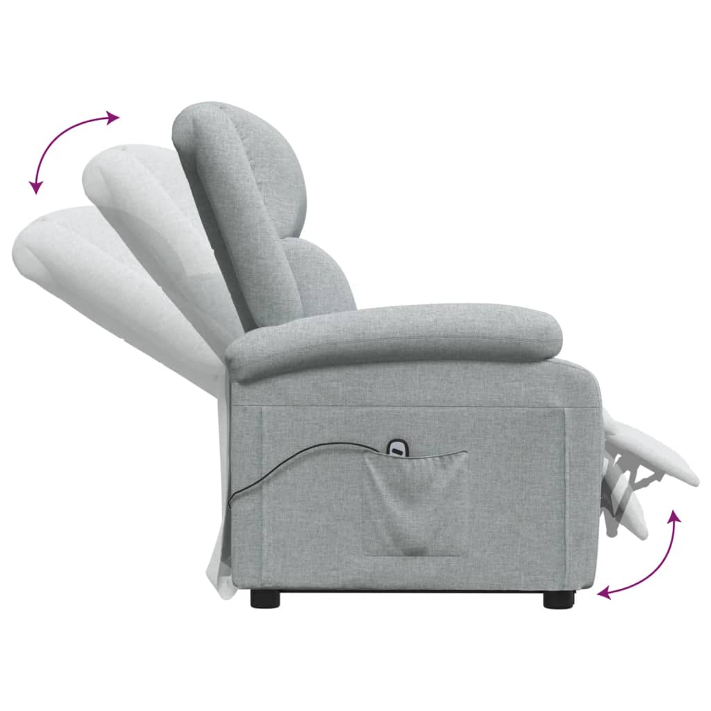 vidaXL Fotelja na podizanje od tkanine svjetlosiva