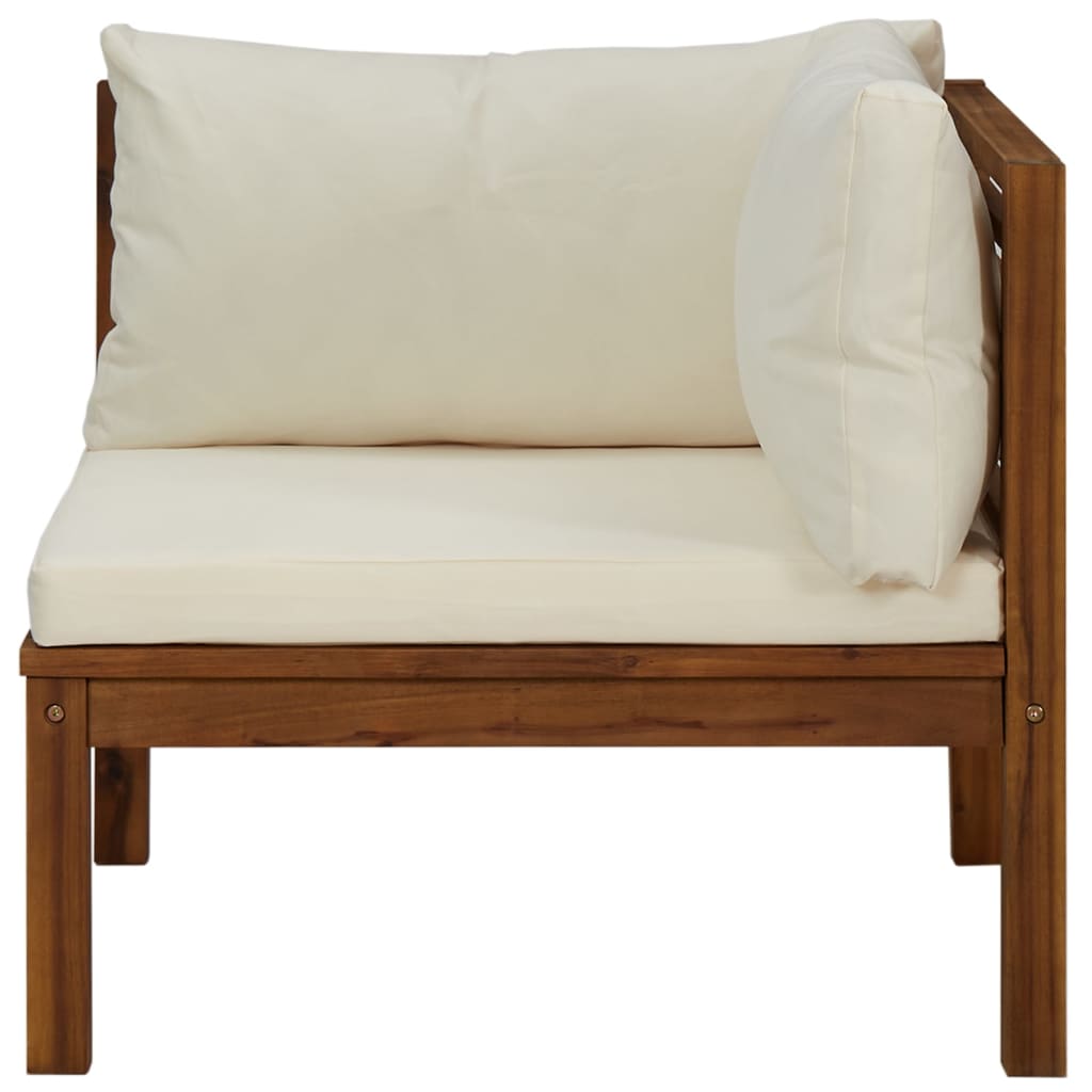 vidaXL Modularna kutna sofa s krem bijelim jastucima bagremovo drvo