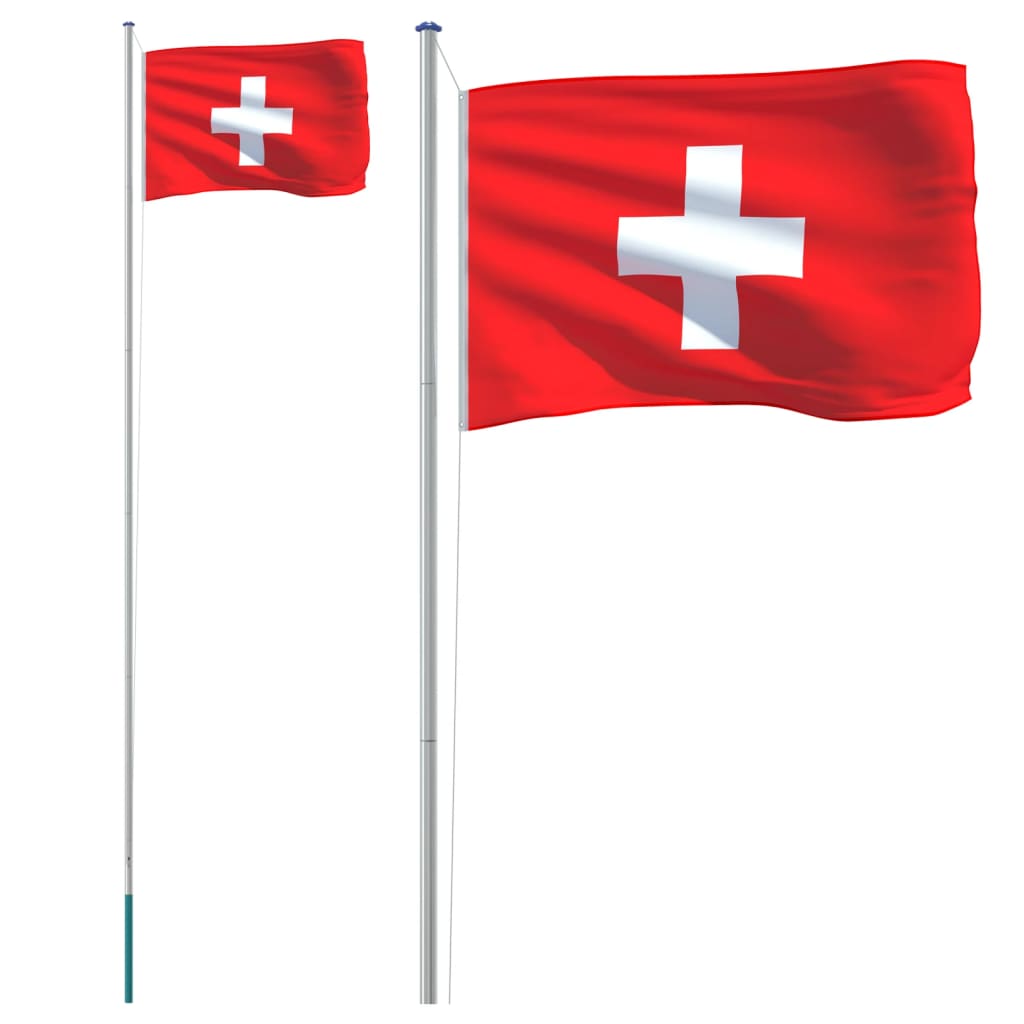vidaXL Švicarska zastava i jarbol 6,23 m aluminijska
