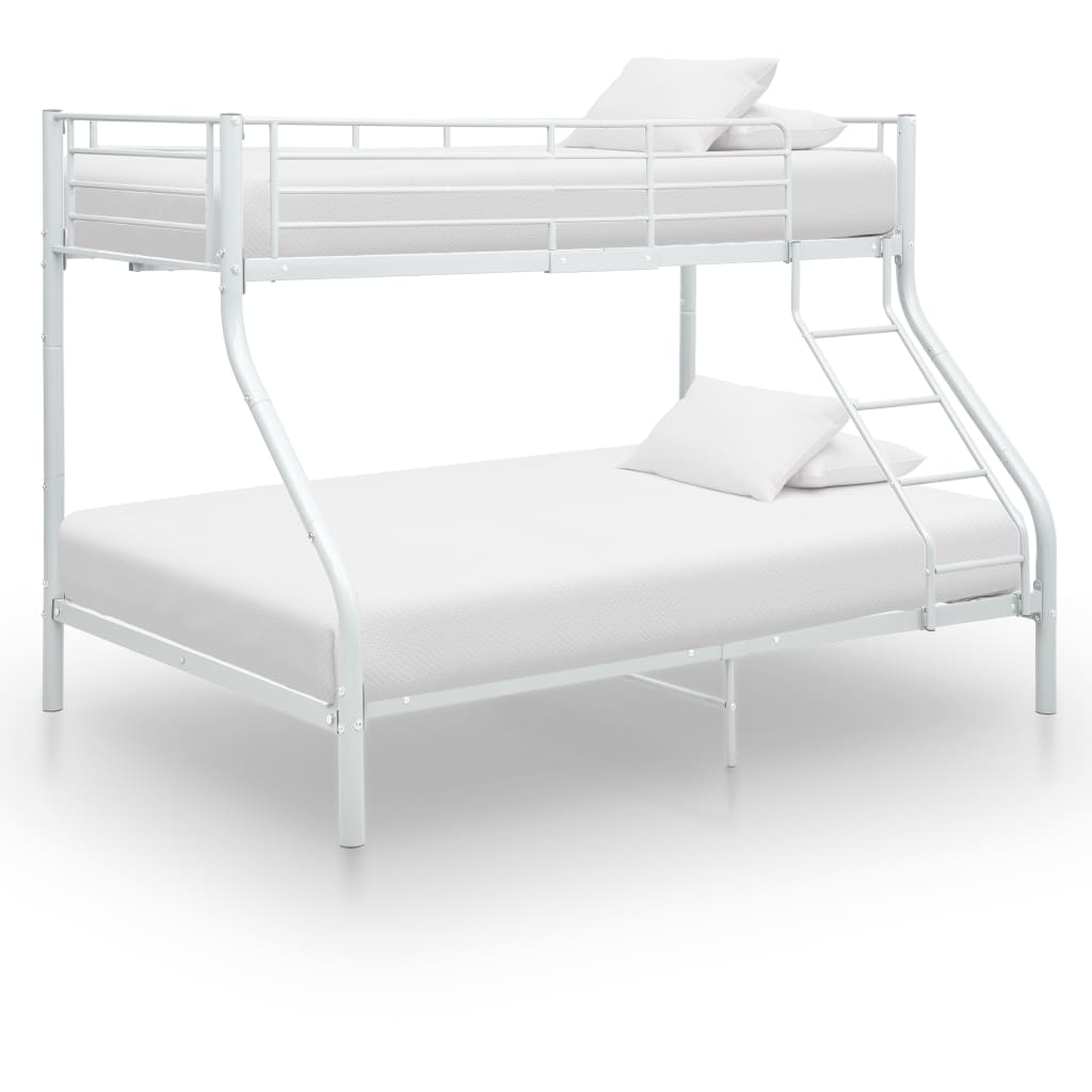 vidaXL Okvir za krevet na kat bijeli metalni 140 x 200 / 90 x 200 cm