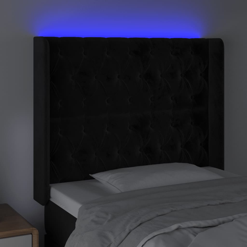vidaXL LED uzglavlje crno 103x16x118/128 cm baršunasto