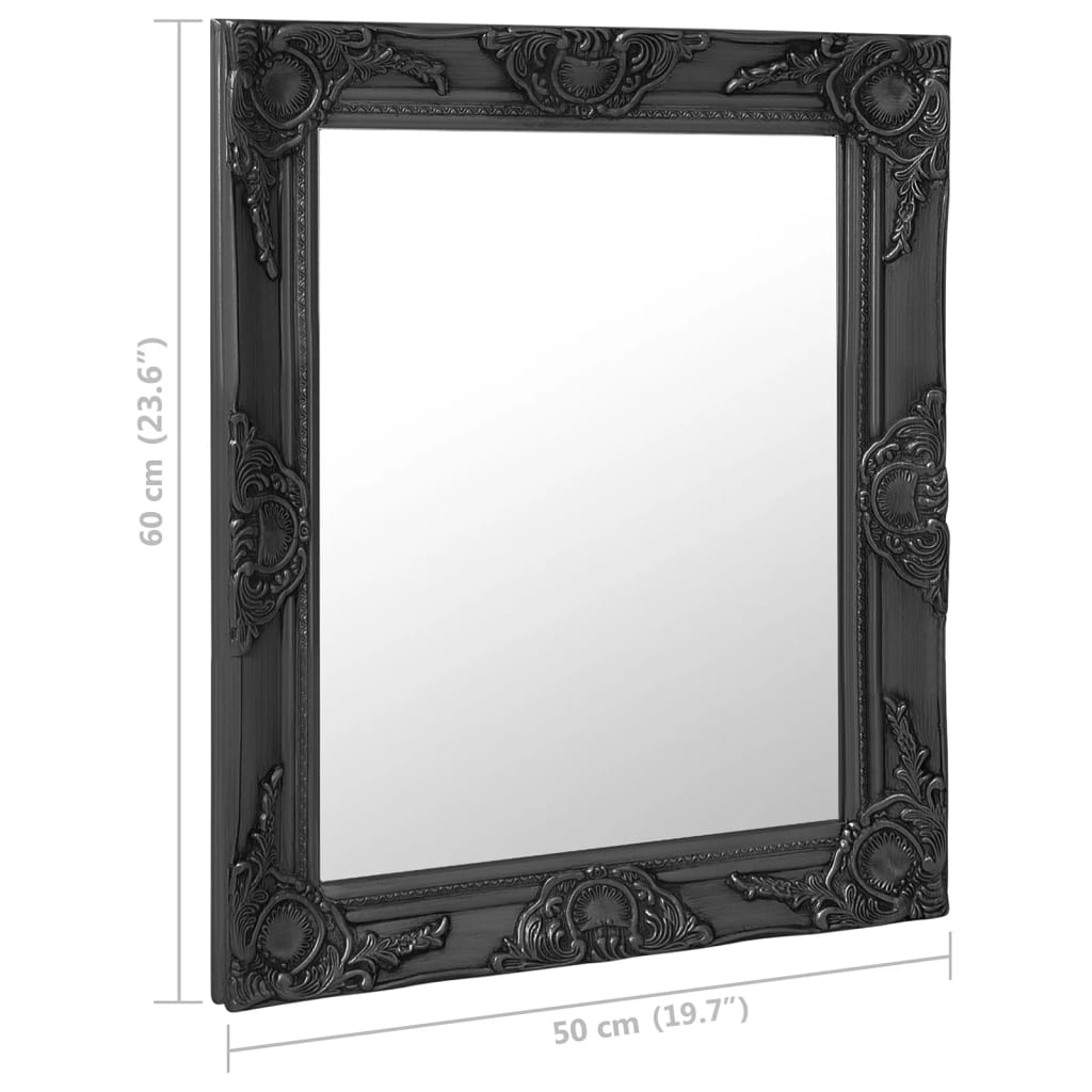 vidaXL Zidno ogledalo u baroknom stilu 50 x 60 cm crno