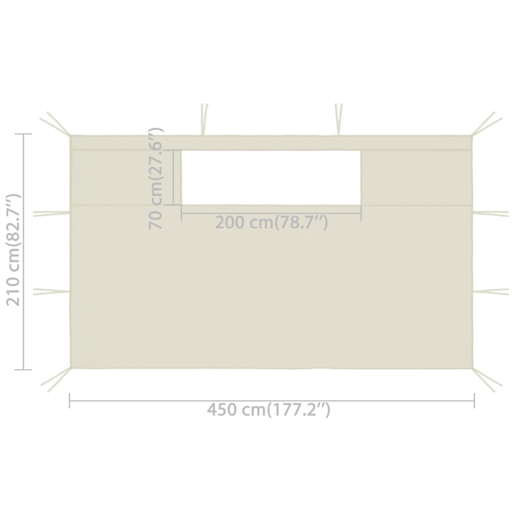 vidaXL Bočni zidovi za sjenicu 2 kom 4,5 x 2,1 m krem 70 g/m²