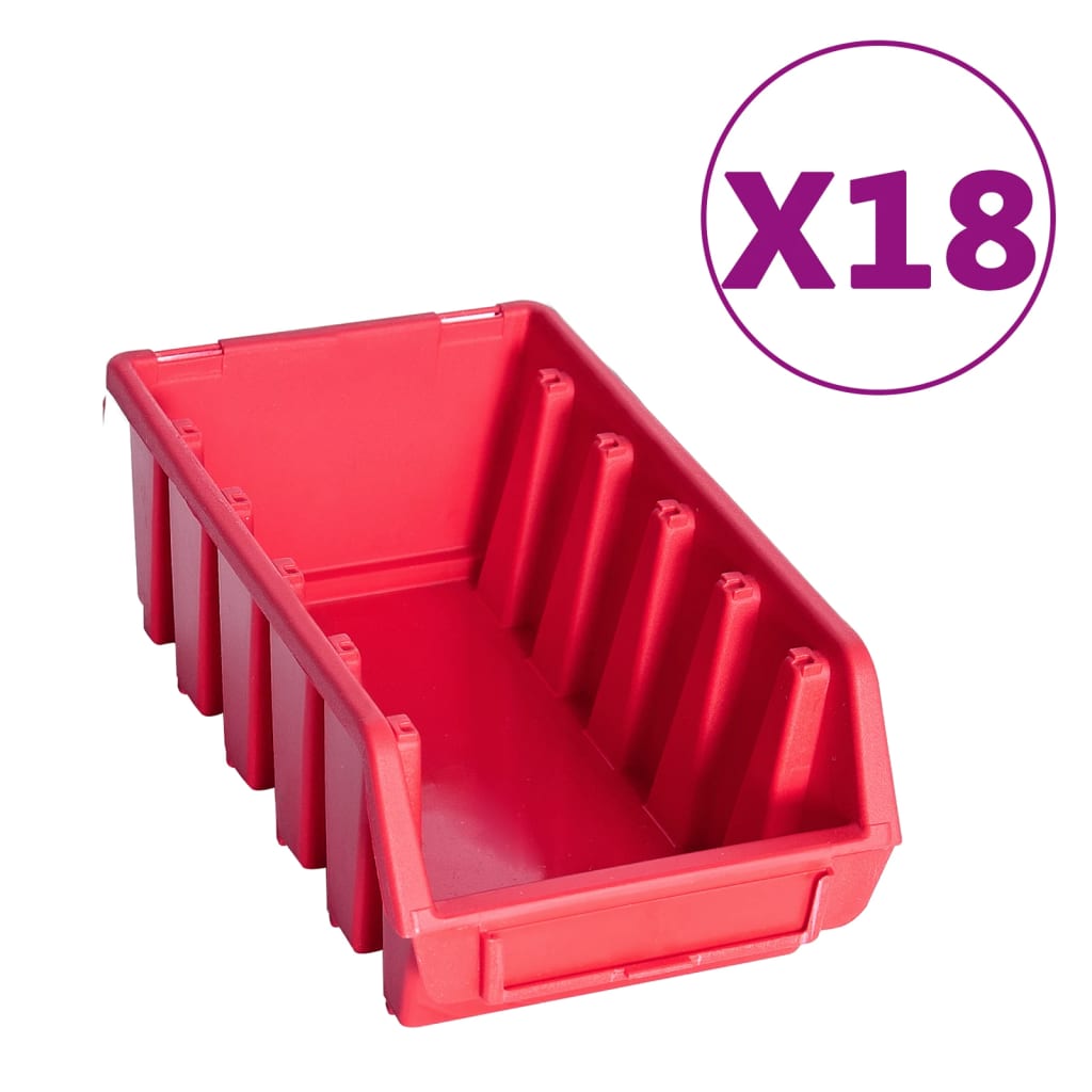 vidaXL 103-dijelni set kutija za pohranu sa zidnim pločama crveno-crni
