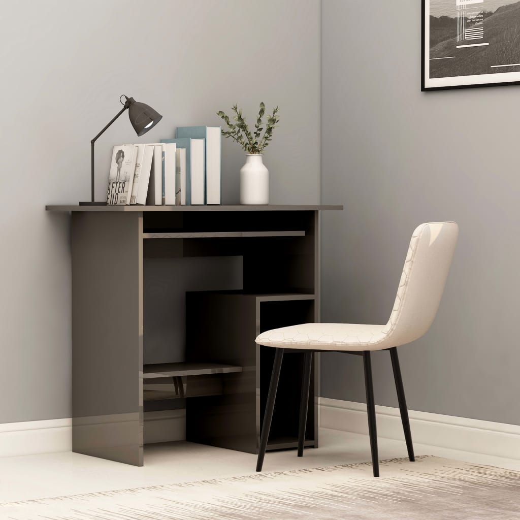 vidaXL Radni stol visoki sjaj sivi 80 x 45 x 74 cm od iverice