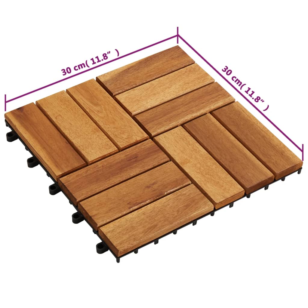 30-dijelni set podnih pločica 30 x 30 cm od drva bagrema