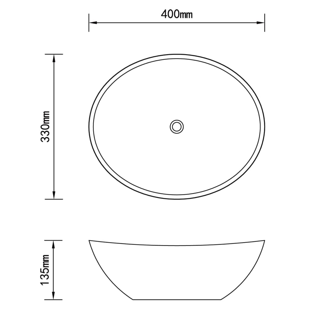 Luksuzni Keramički Ovalni Umivaonik Crni 40 x 33 cm