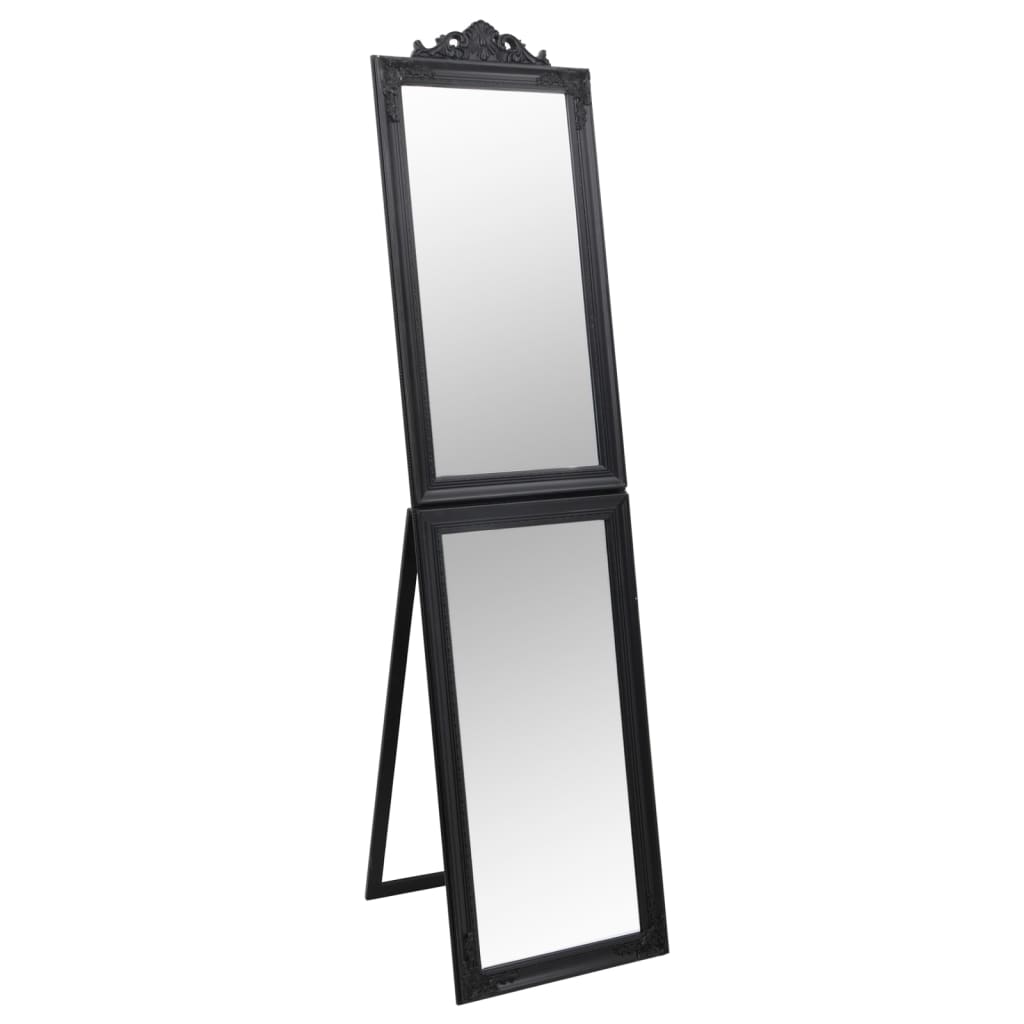 vidaXL Samostojeće ogledalo crno 45 x 180 cm