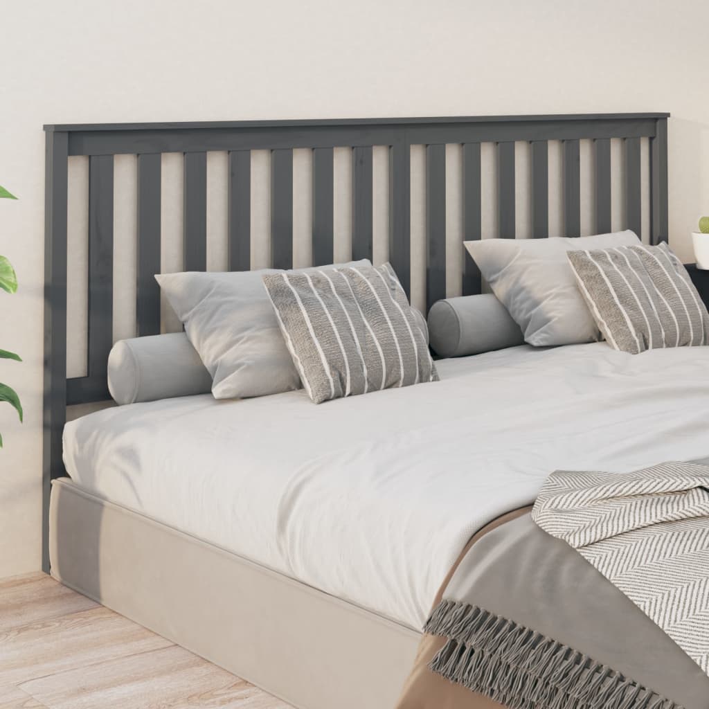 vidaXL Uzglavlje za krevet sivo 206 x 6 x 101 cm od masivne borovine