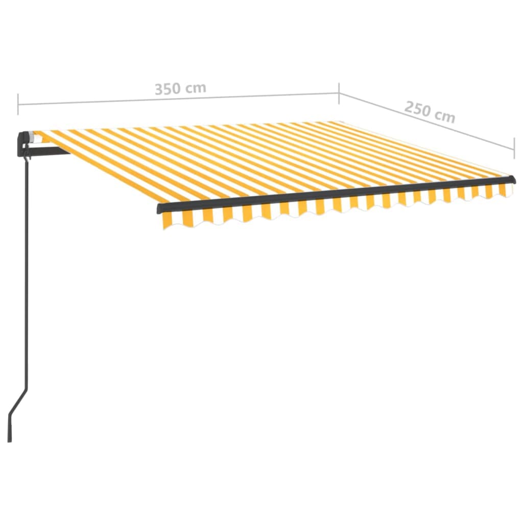 vidaXL Tenda na ručno uvlačenje s LED svjetlima 3,5x2,5 m žuto-bijela