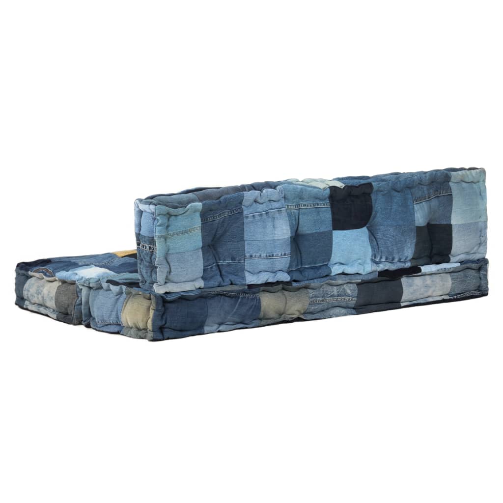 vidaXL 2-dijelni set jastuka za sofu od paleta plavi traper patchwork