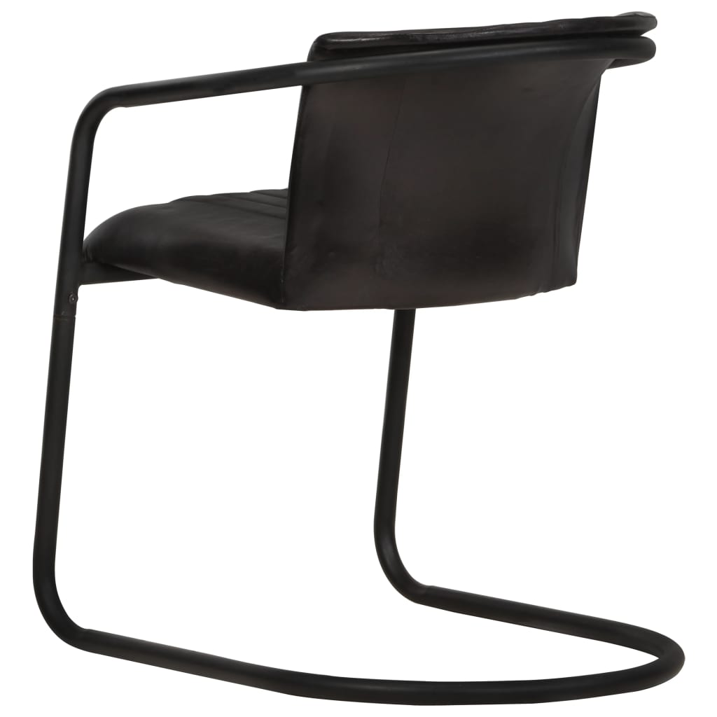 vidaXL Blagovaonske stolice od prave kože 2 kom crne