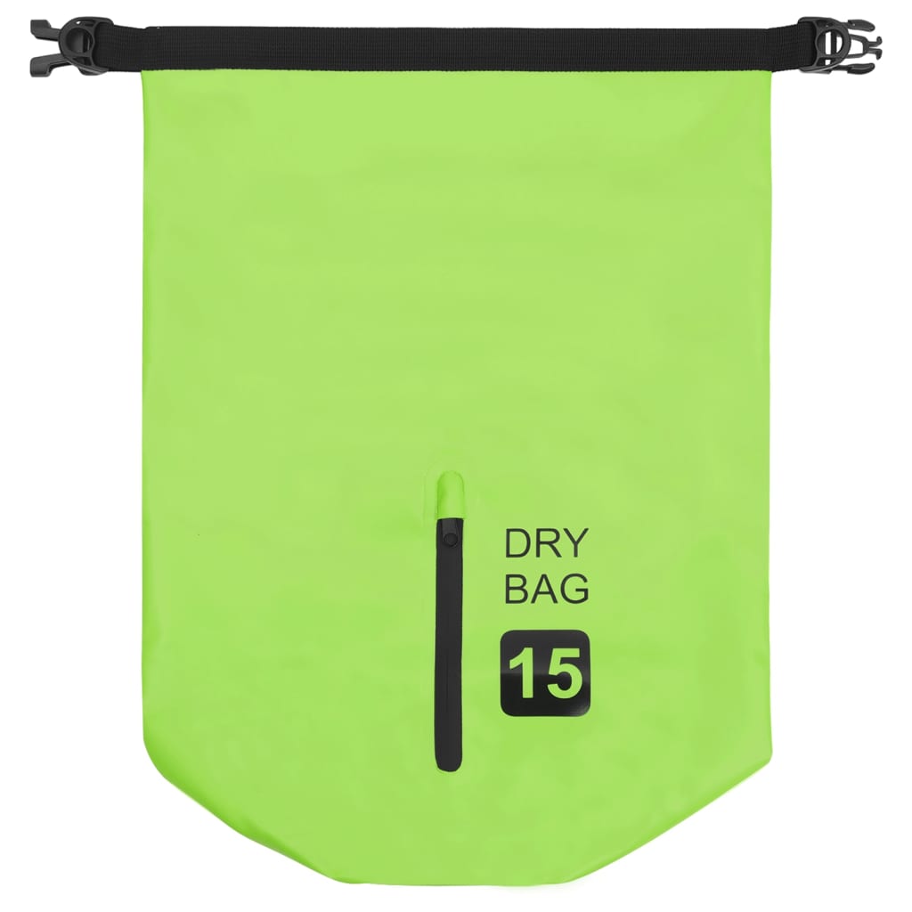 vidaXL Suha torba s patentnim zatvaračem zelena 15 L PVC