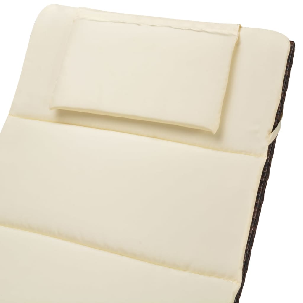 vidaXL Sklopiva ležaljka za sunčanje s jastukom od poliratana smeđa