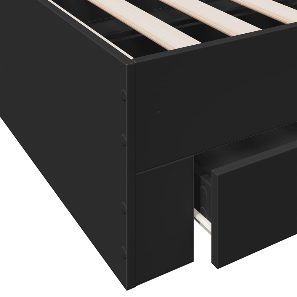 vidaXL Okvir za krevet s ladicama crni 200x200 cm konstruirano drvo