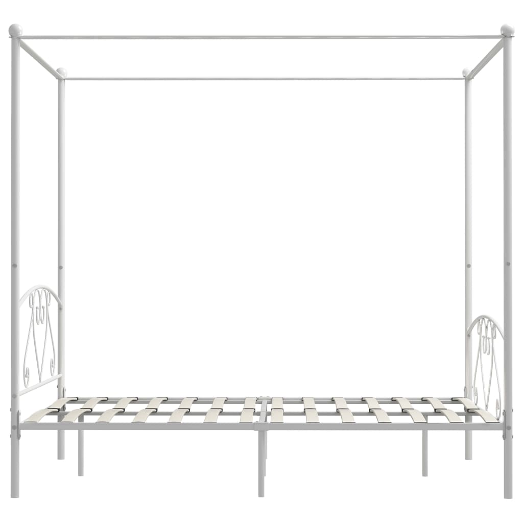 vidaXL Okvir za krevet s nadstrešnicom bijeli metalni 160 x 200 cm