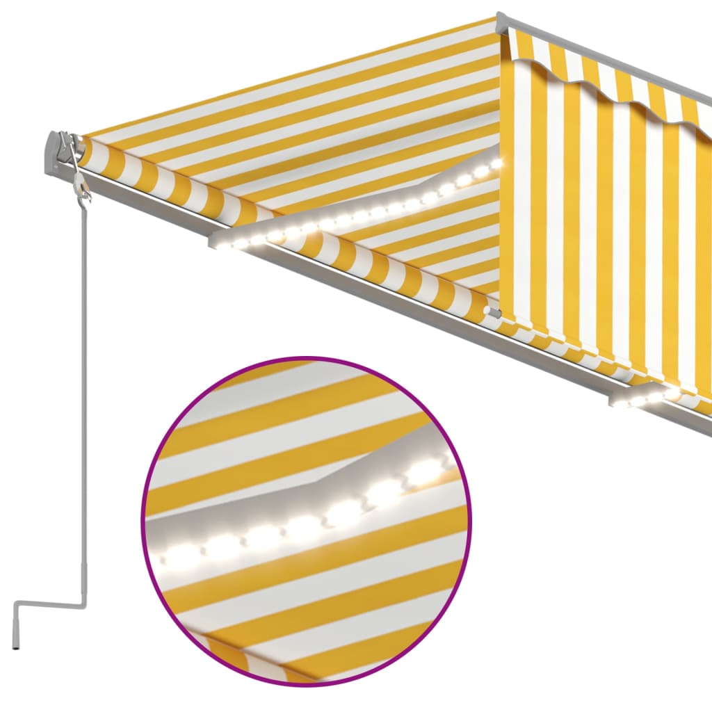 vidaXL Tenda na ručno uvlačenje s roletom LED 5 x 3 m žuto-bijela