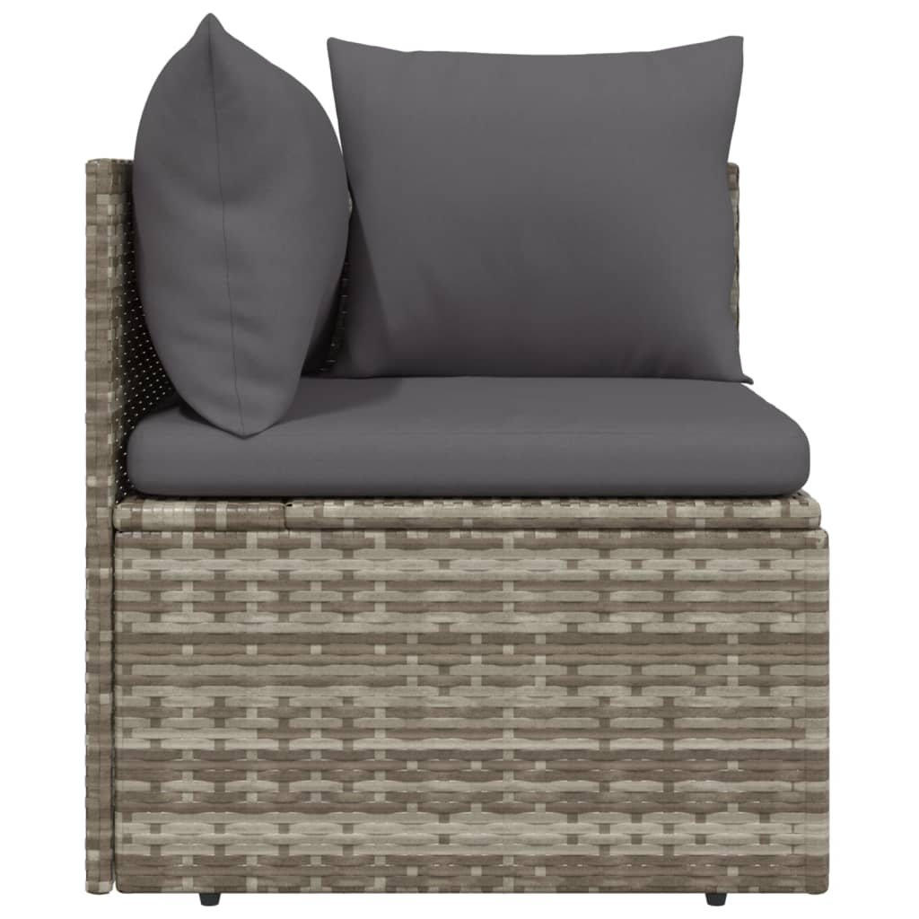 vidaXL kKutna vrtna sofa s jastukom siva 57 x 57 x 56 cm od poliratana