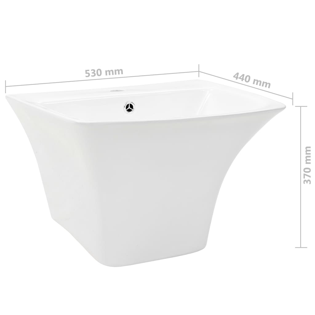 vidaXL Zidni umivaonik keramički bijeli 530 x 440 x 370 mm