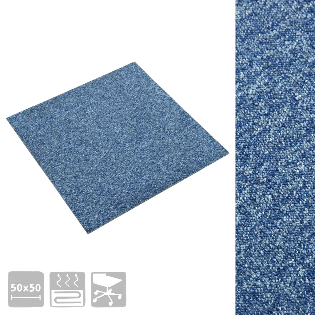 vidaXL Podne pločice s tepihom 20 kom 5 m² 50 x 50 cm plave