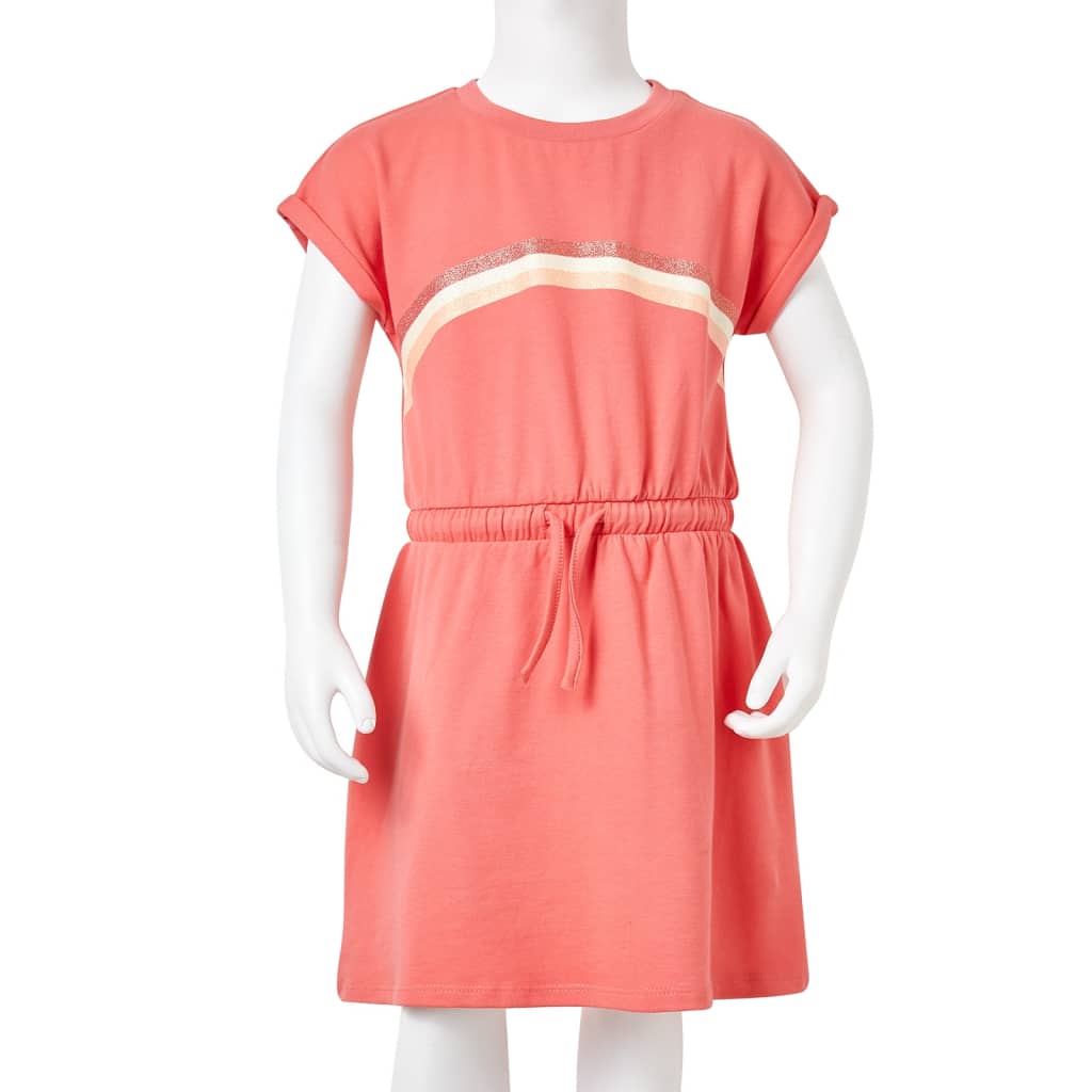 Dječja haljina s vezicom koraljne boje 92