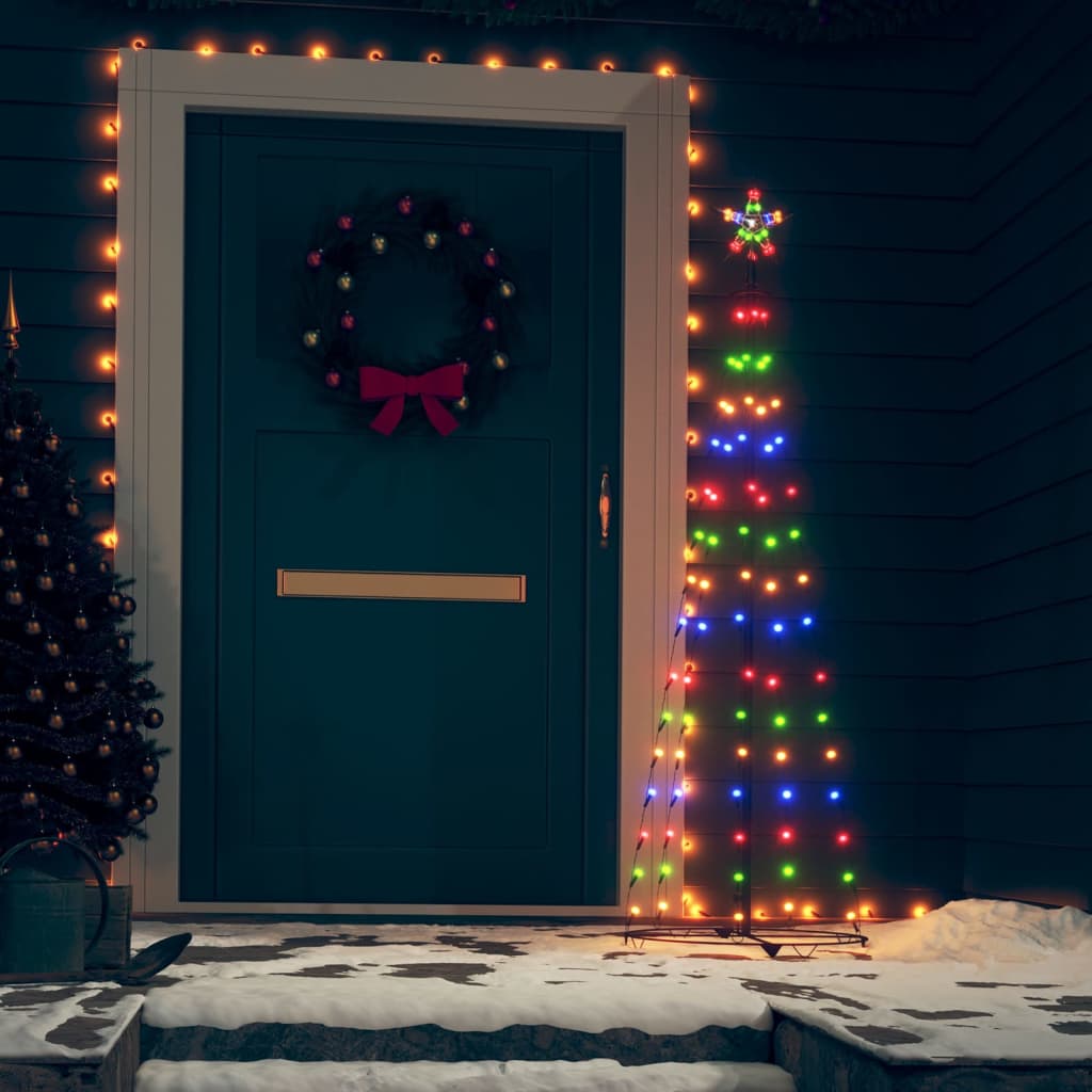 vidaXL Ukrasno stožasto božićno drvce šareno 84 LED žarulje 50x150 cm