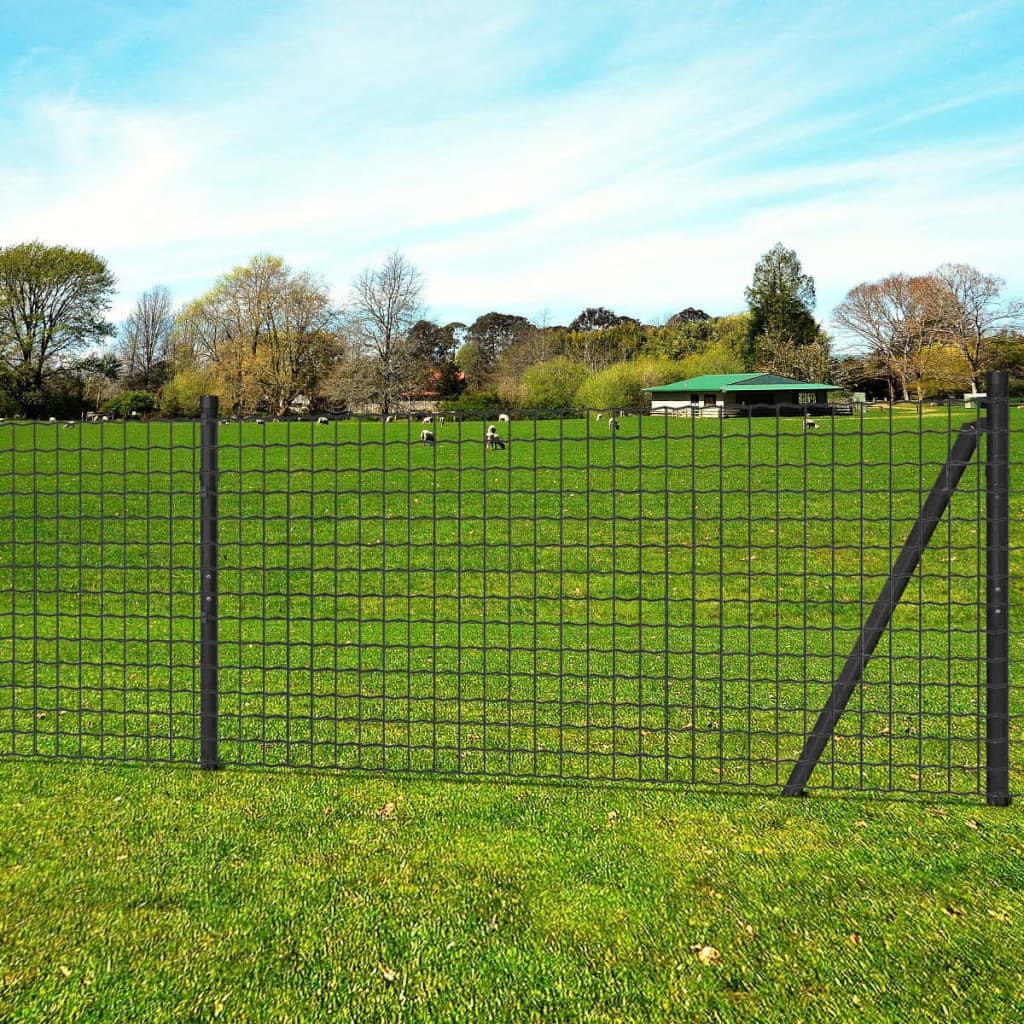 vidaXL Euro ograda 25 x 1,5 m čelična siva