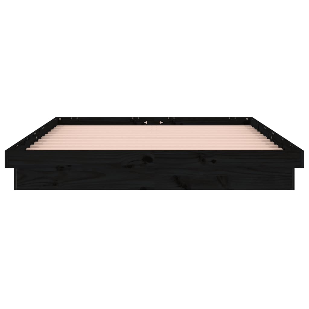 vidaXL LED okvir kreveta crni 120x190 cm mali bračni od masivnog drva