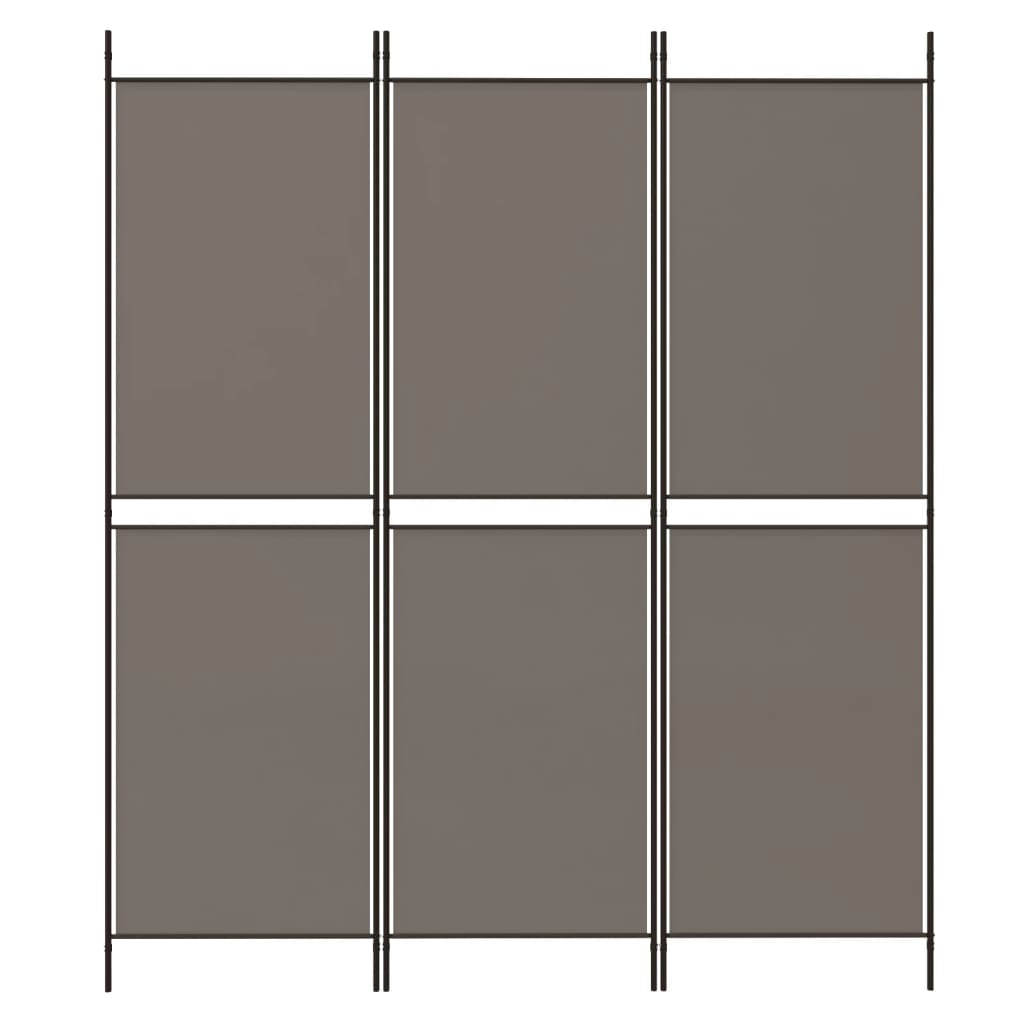 vidaXL Sobna pregrada s 3 panela antracit 150 x 220 cm od tkanine