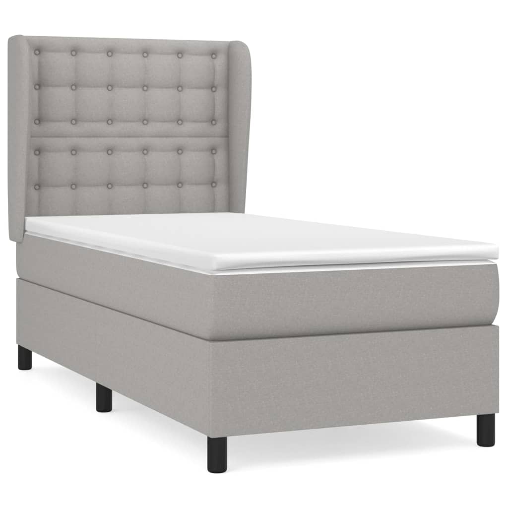vidaXL Box spring krevet s madracem svjetlosivi 90x190 cm od tkanine