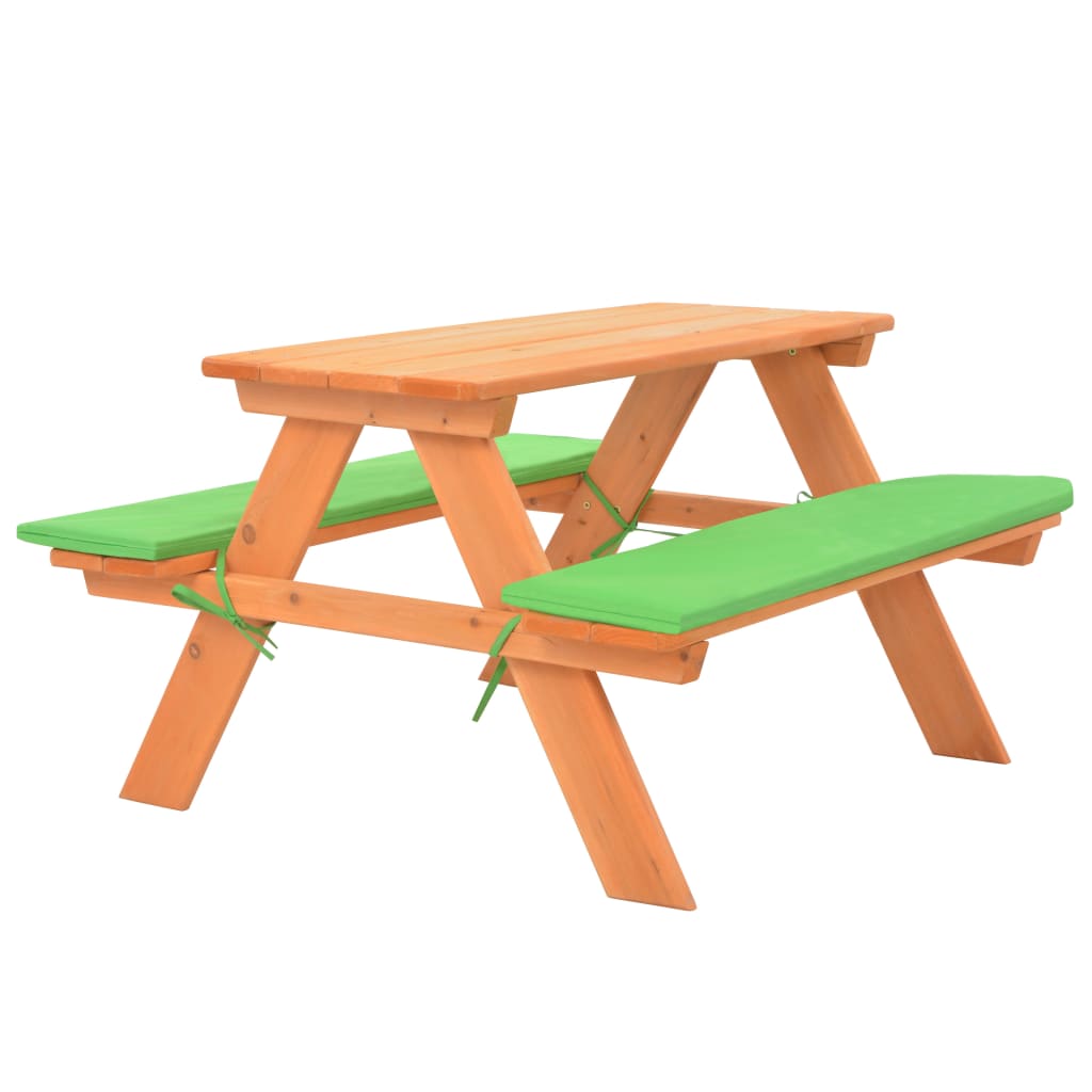 vidaXL Dječji stol za piknik s klupama od masivne jelovine 89x79x50 cm