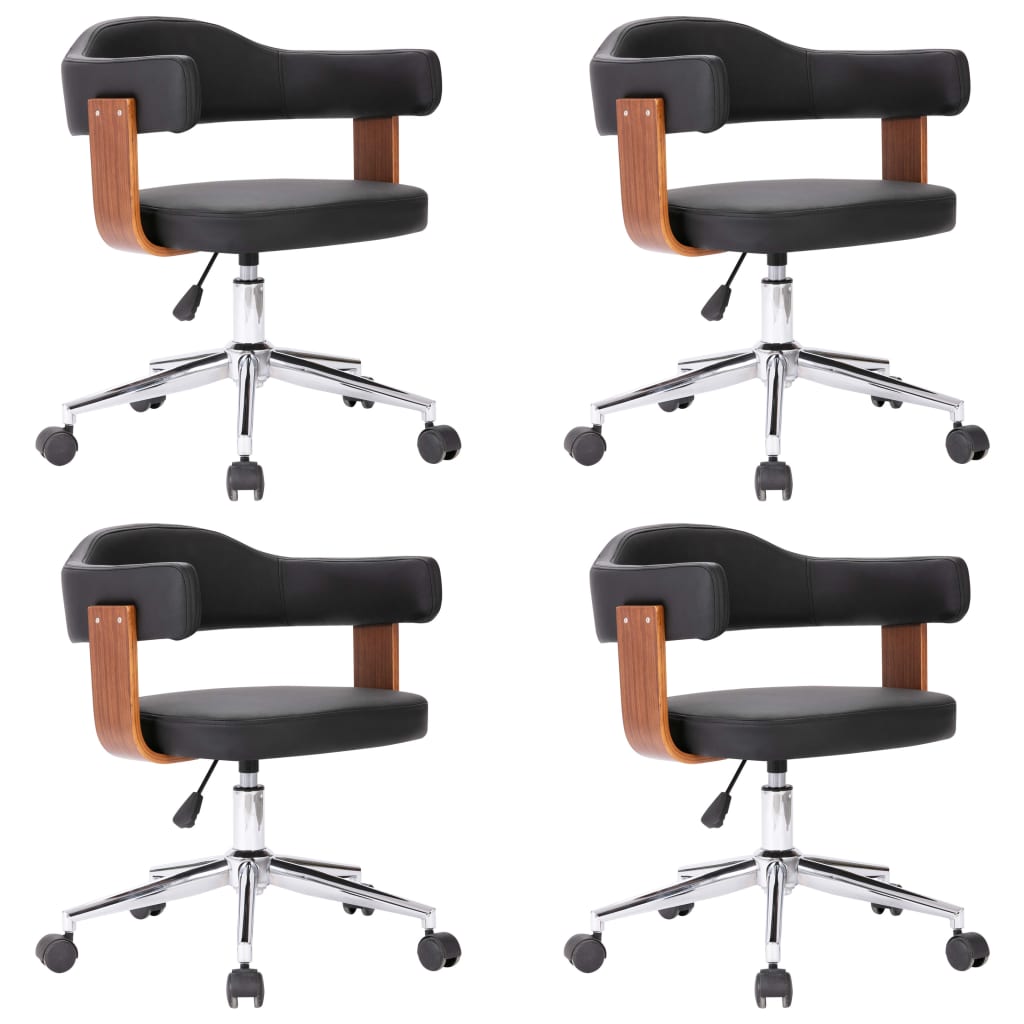 vidaXL Okretne blagovaonske stolice 4 kom od drva i umjetne kože crne