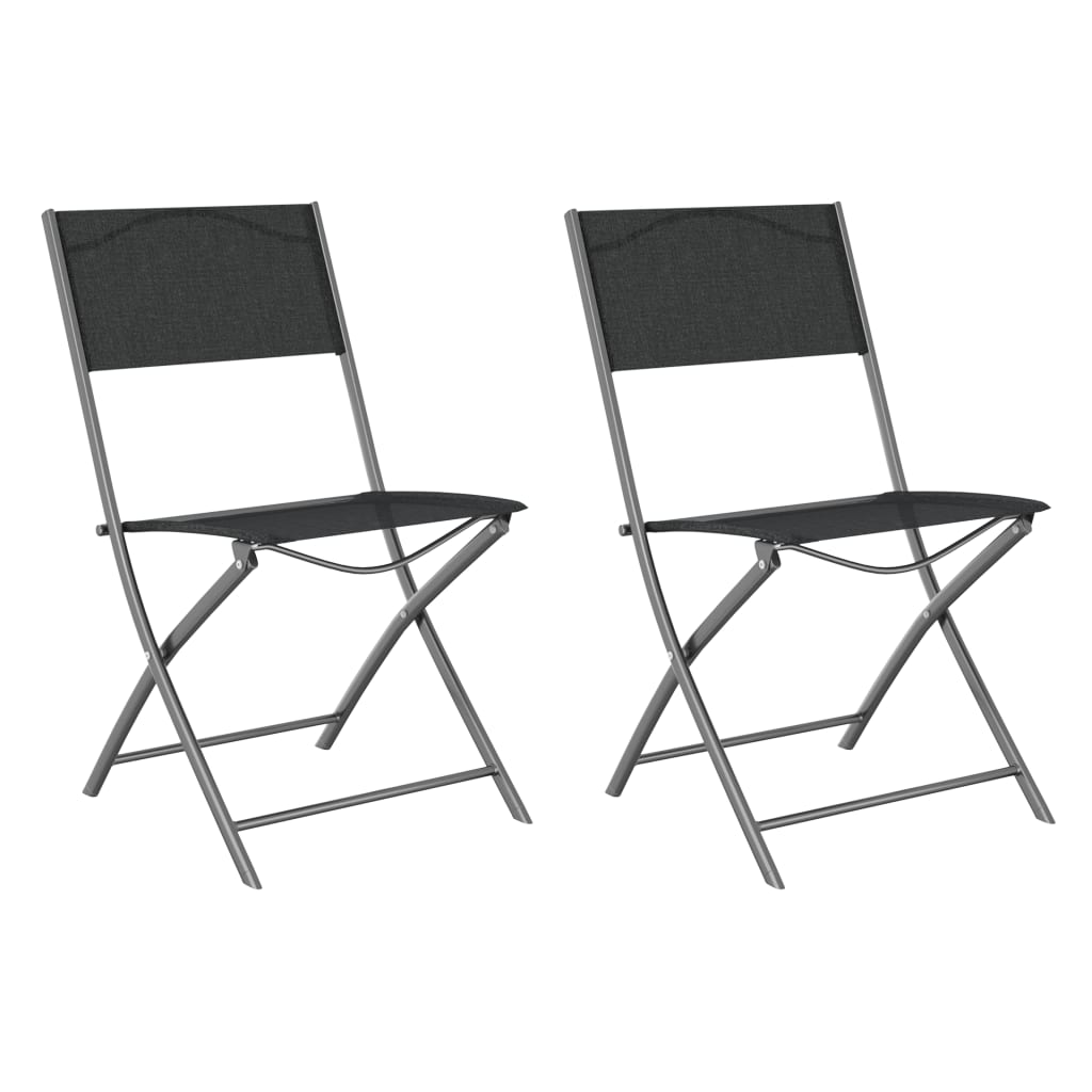 vidaXL Sklopive vrtne stolice 2 kom crne od čelika i tekstilena