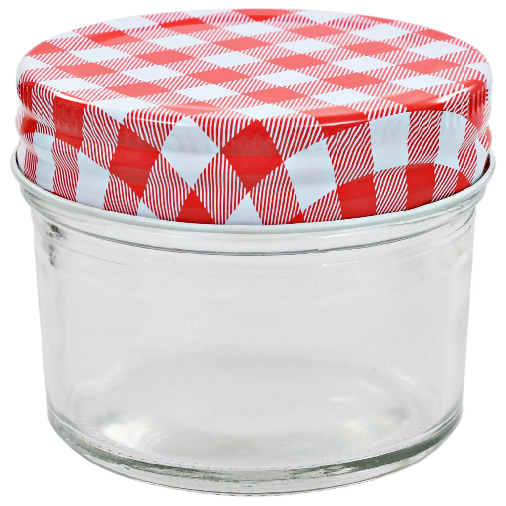 vidaXL Staklenke za džem s bijelo-crvenim poklopcima 24 kom 110 ml