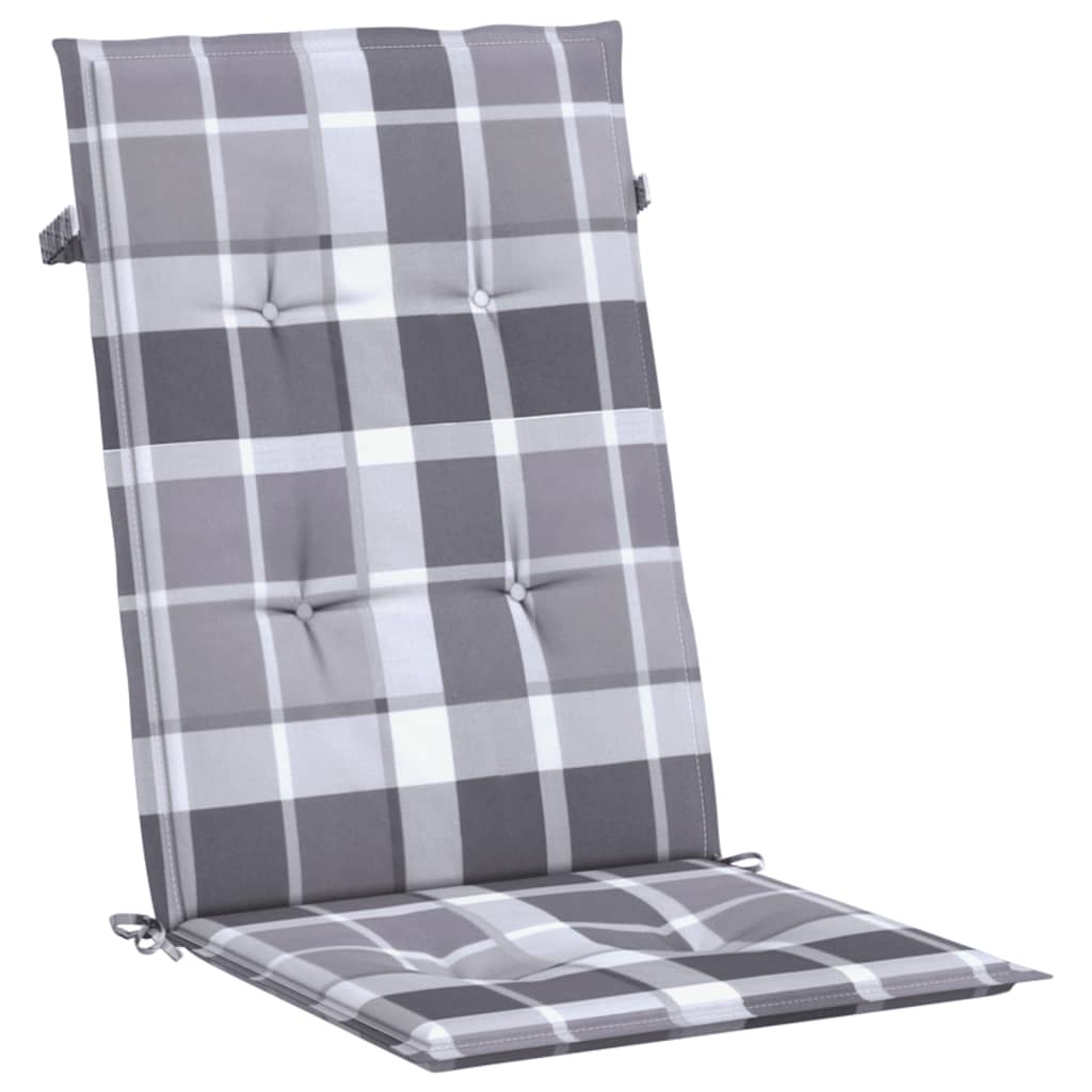vidaXL Jastuci za stolice 4 kom sivi karirani 120x50x3 cm od tkanine