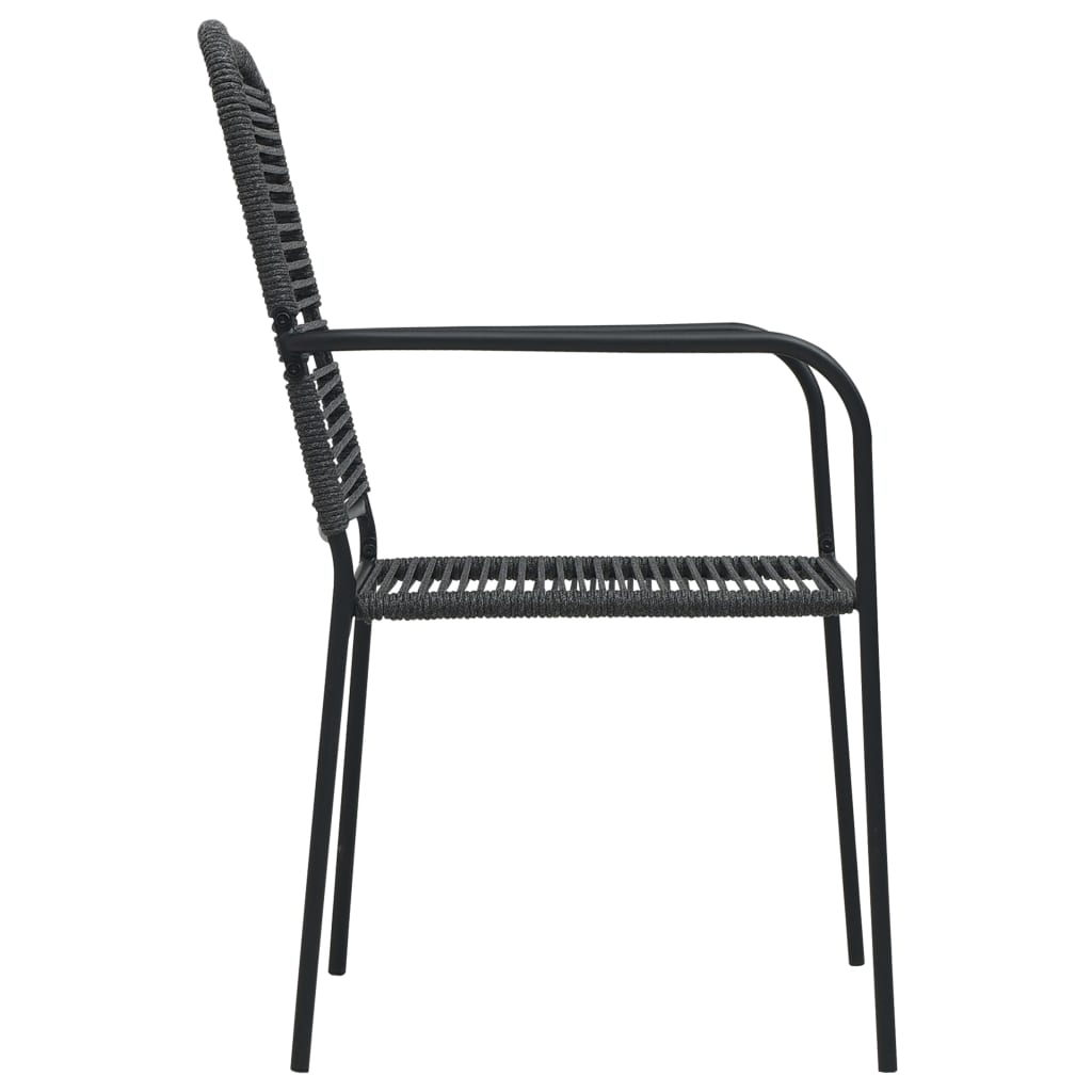 vidaXL Vrtne stolice 4 kom od pamučnog užeta i čelika crne