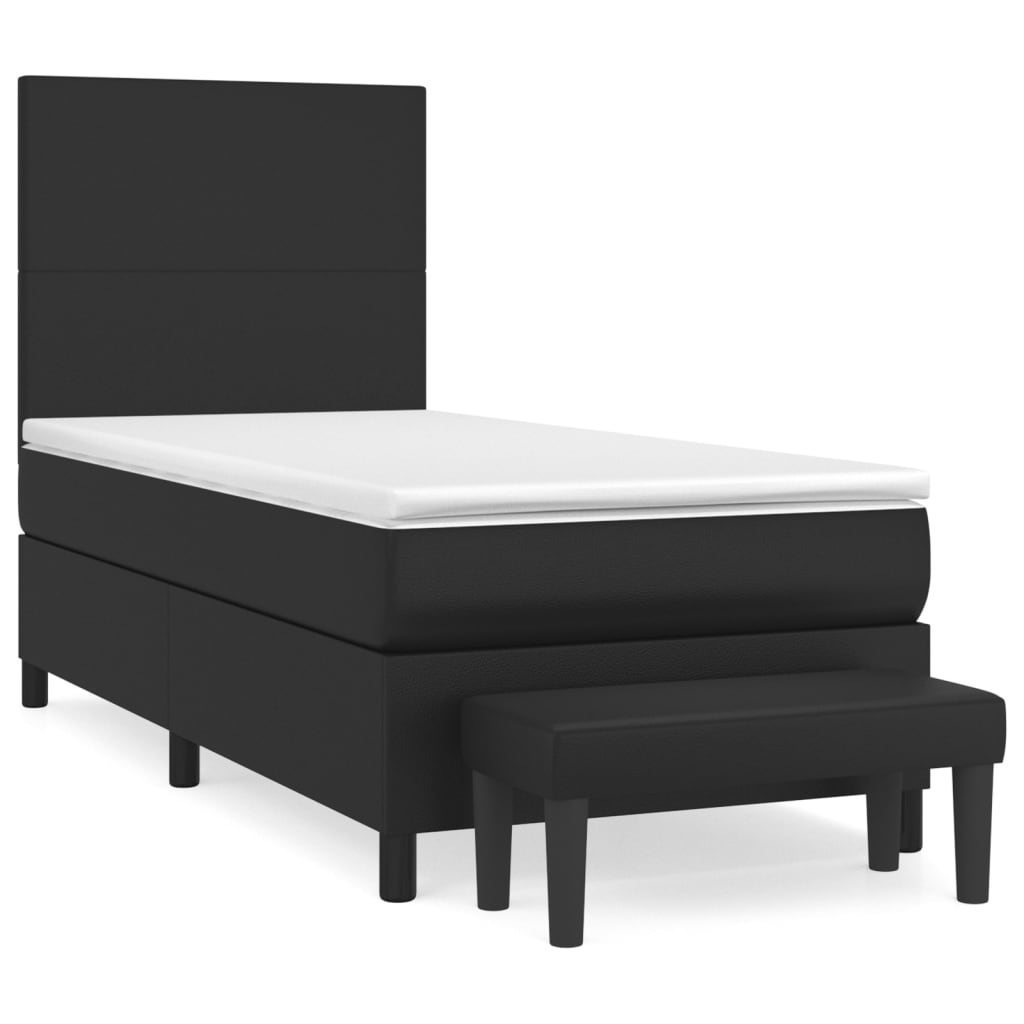 vidaXL Krevet s oprugama i madracem crni 90 x 200 cm od umjetne kože