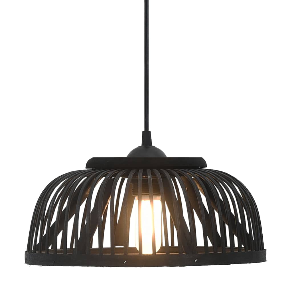 vidaXL Viseća svjetiljka od bambusa crna 40 W 30x12 cm polukružna E27