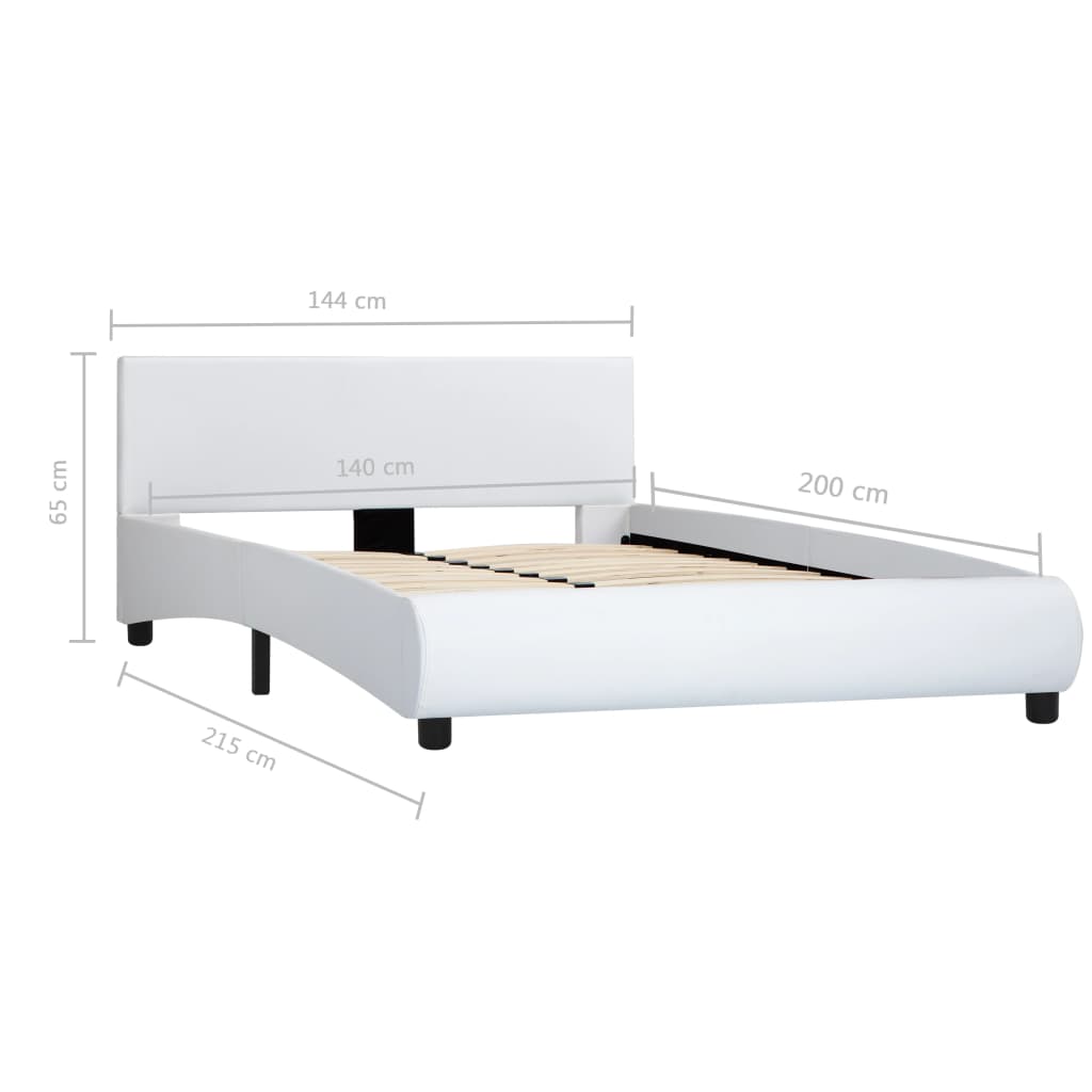 vidaXL Okvir za krevet od umjetne kože bijeli 140 x 200 cm