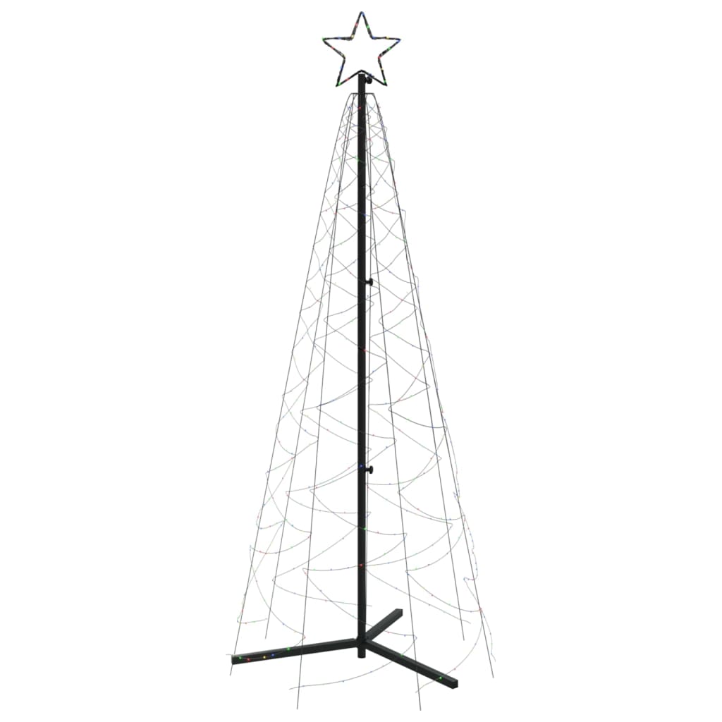 vidaXL Stožasto božićno drvce šareno 200 LED žarulja 70 x 180 cm