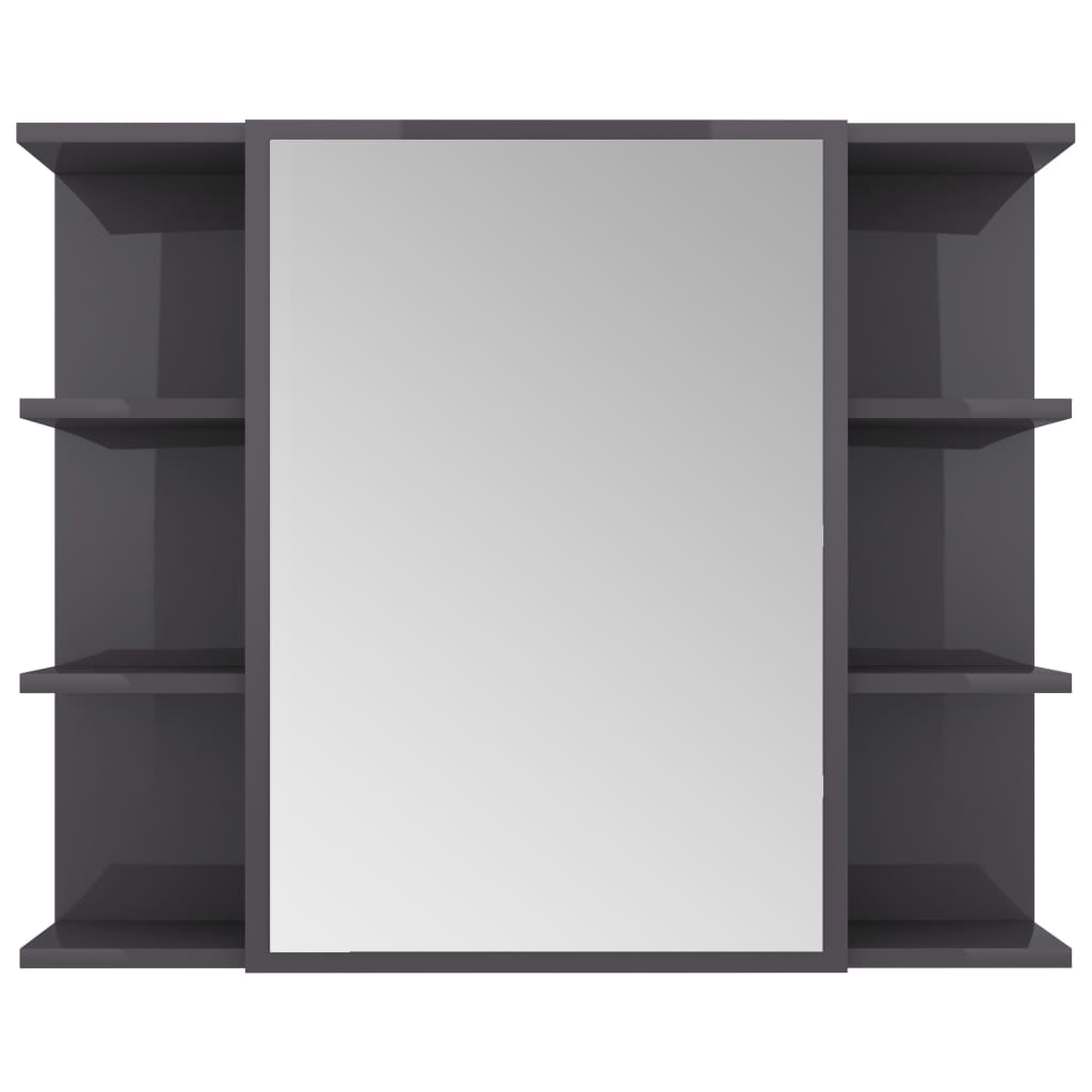 vidaXL Kupaonski ormarić s ogledalom sjajni sivi 80x20,5x64 cm iverica