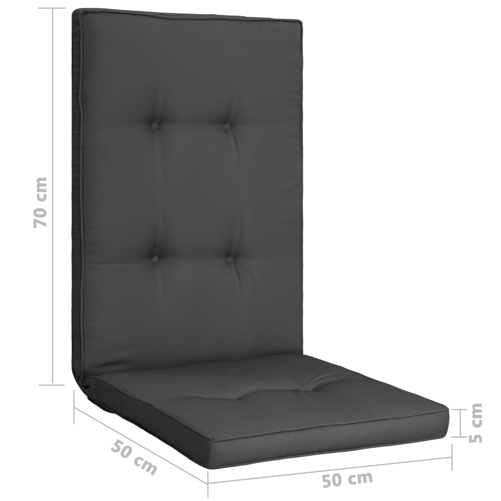 vidaXL Jastuci za vrtne stolice 2 kom antracit 120 x 50 x 5 cm