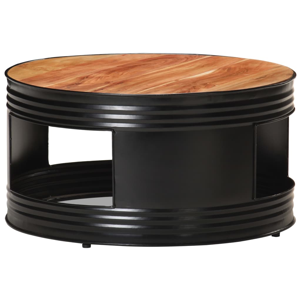 vidaXL Stolić za kavu crni 68 x 68 x 36 cm od masivnog bagremovog drva