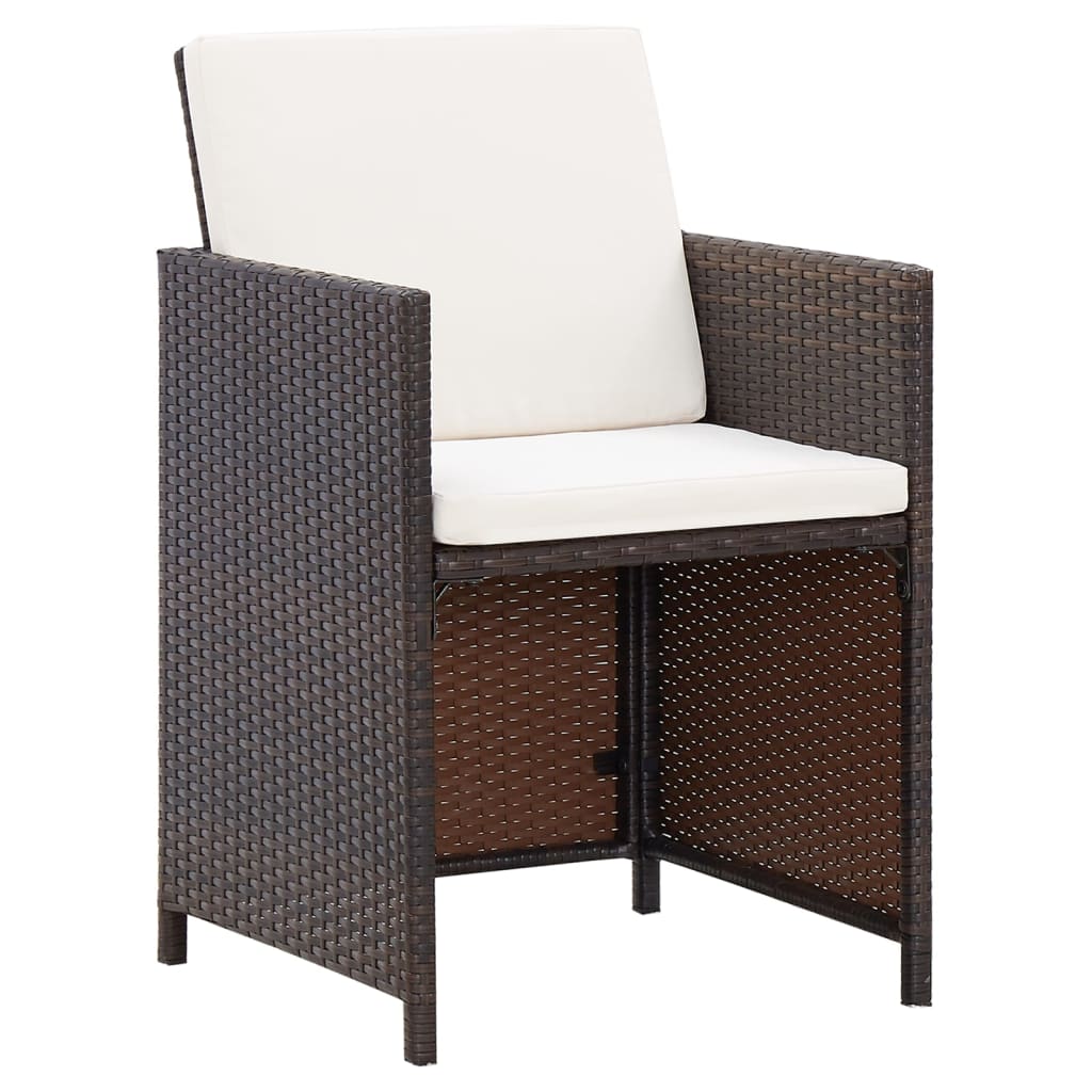 vidaXL 4-dijelni set vrtnih stolica i stolaca od poliratana smeđi