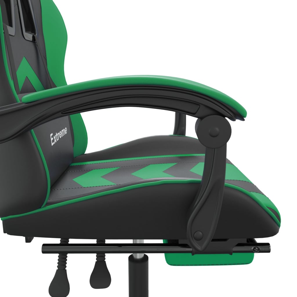 vidaXL Okretna igraća stolica s osloncem crno-zelena od umjetne kože