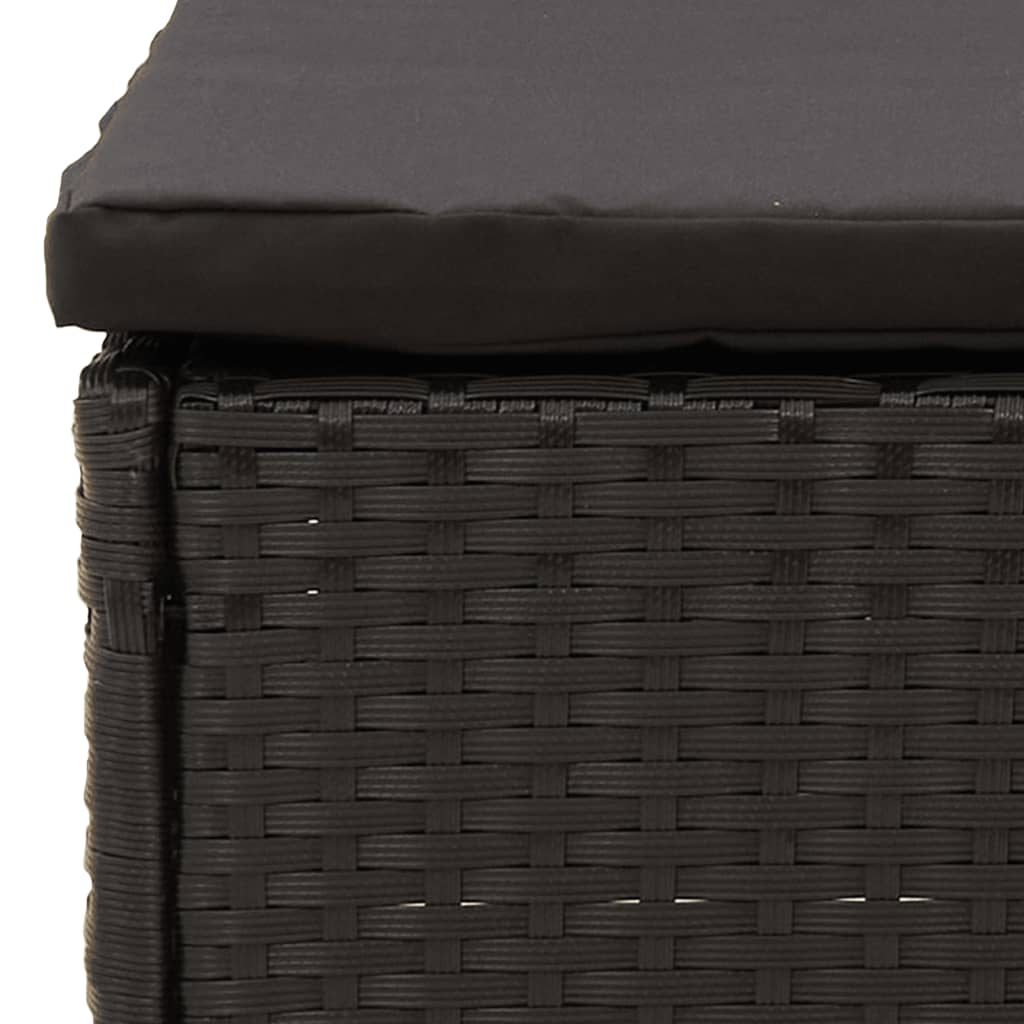 vidaXL Srednja vrtna sofa od poliratana s jastucima crna